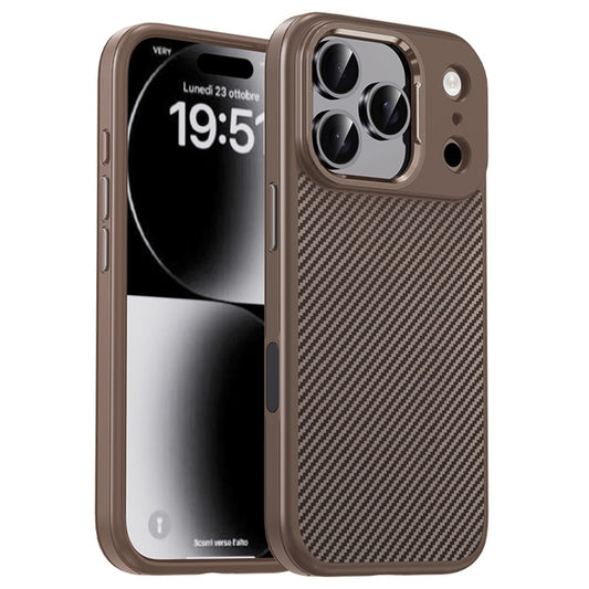 iPhone 17 Pro Max Soft Carbon Texture Case with Camera Control Button and Magsafe - Desert Brown
