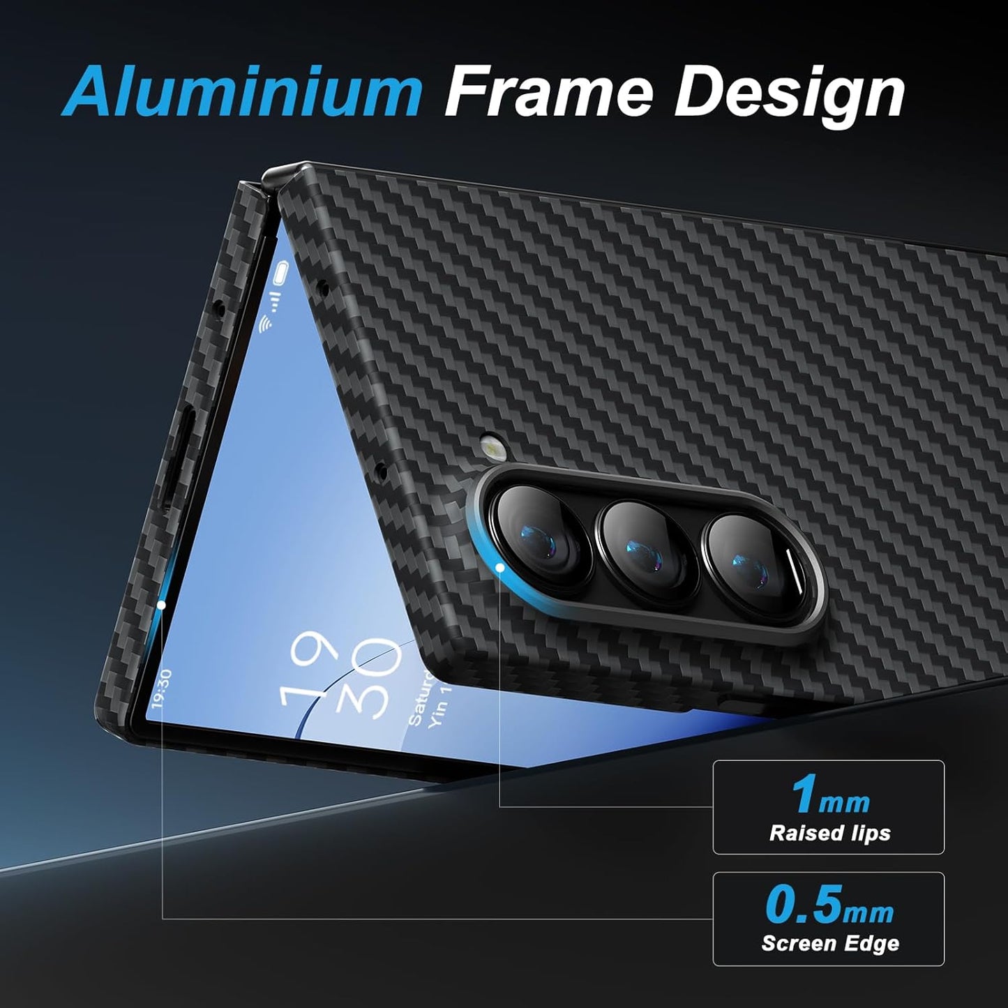 Samsung Galaxy Z Fold 6 0.5mm Super Slim Original SLIVA Real Carbon Aramid Fiber Skin Case - Blue