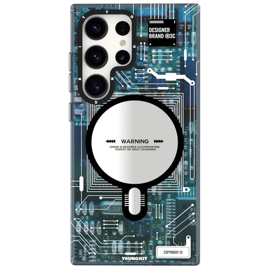 Samsung Galaxy S25 Ultra Youngkit Case, Futuristic Circuit Board Magnetic Case with Magsafe