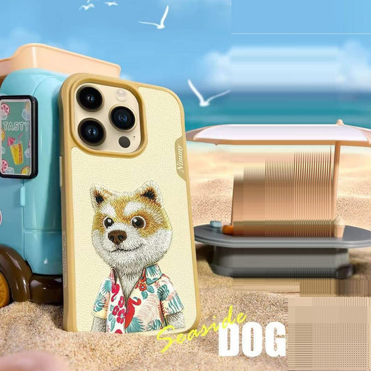 iPhone 15 Pro Nimmy Seaside Dog Pet Series Leather Case