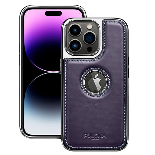 iPhone 15 Leather Case Original Luxurious Premium Quality leather Case- Purple