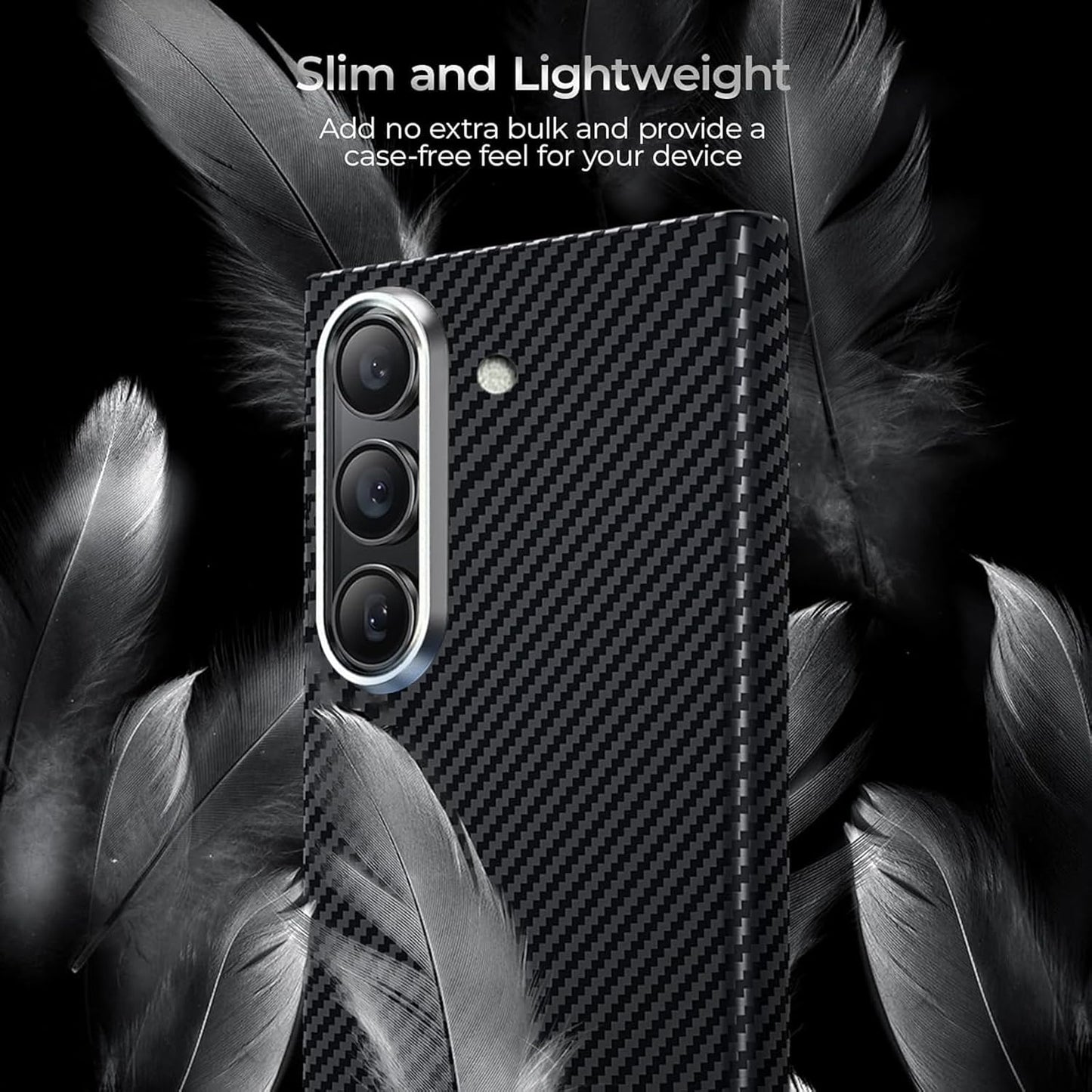 Samsung Galaxy Z Fold 6 0.6mm Super Slim Carbon Fiber Case with Metal Camera Protection - Black