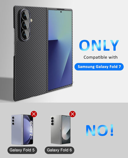 Samsung Galaxy Z Fold7 0.5mm Ultra Thin Carbon Fiber 600D Cover with Metal Camera Protection - Black