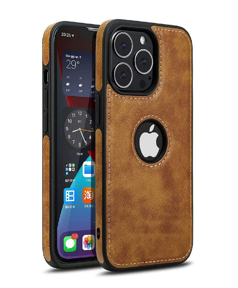 iPhone 14 Pro Max Original PU Leather Case Classic Luxury Elegant with Logo Cut