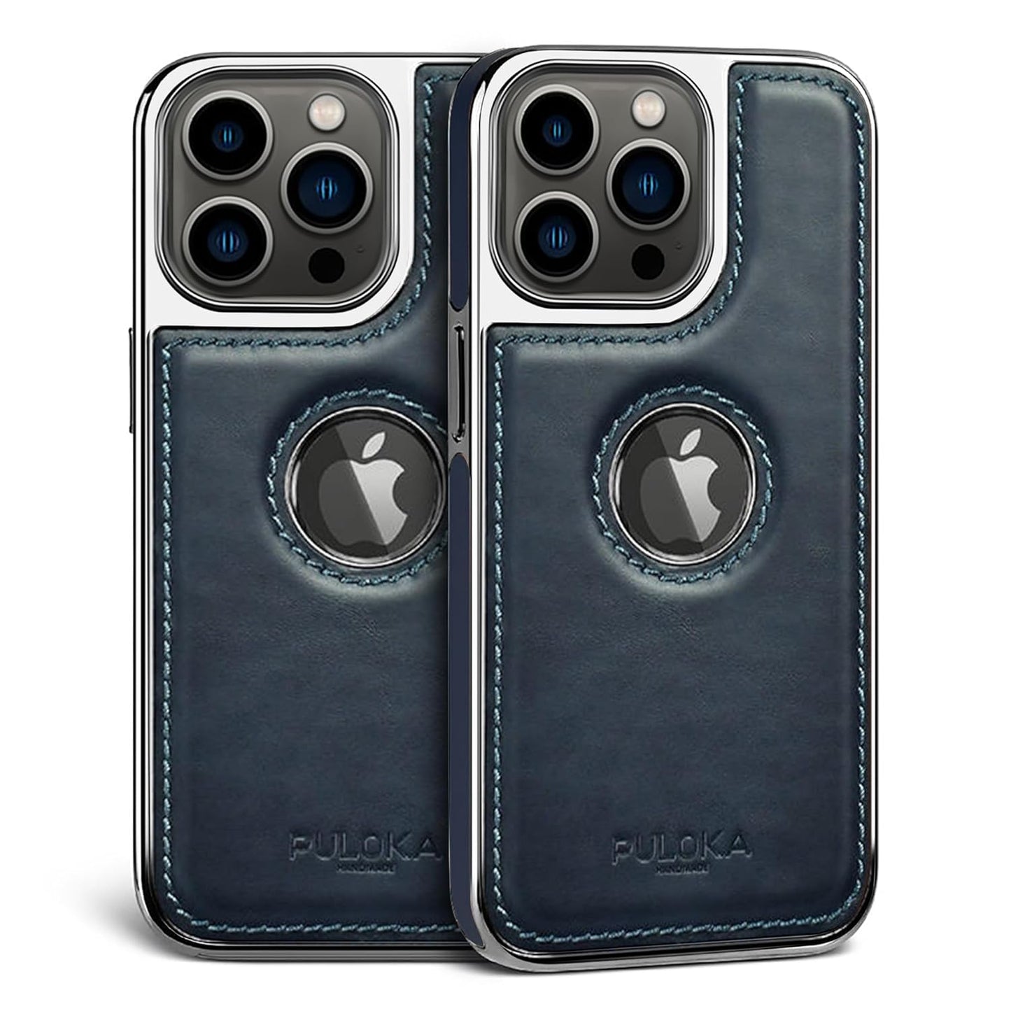 iPhone 15 Plus Leather Case Original Luxurious Premium Quality leather Case- Blue