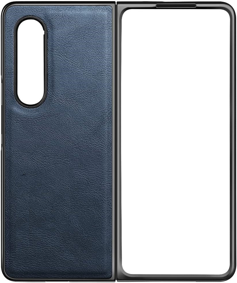 Samsung Galaxy Z Fold 4 Plain Leather Case-Blue