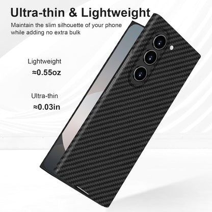 Samsung Galaxy Z Fold6 Carbon Case, 0.8mm Ultra Thin Carbon Fiber Kevlar 1500D Case with Magsafe & Front Glass - Black
