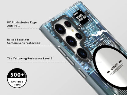 Samsung Galaxy S25 Ultra Youngkit Case, Futuristic Circuit Board Magnetic Case with Magsafe
