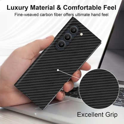 Samsung Galaxy Z Fold6 Carbon Case, 0.8mm Ultra Thin Carbon Fiber Kevlar 1500D Case with Magsafe & Front Glass - Blue