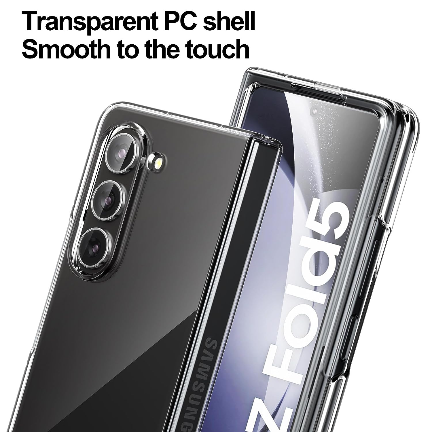 Samsung Galaxy Z Fold 5 Transparent Case with Bumper Camera Protection - Transparent