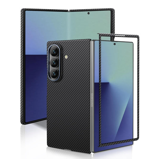 Samsung Galaxy Z Fold7 0.5mm Ultra Thin Carbon Fiber 600D Cover with Metal Camera Protection - Black