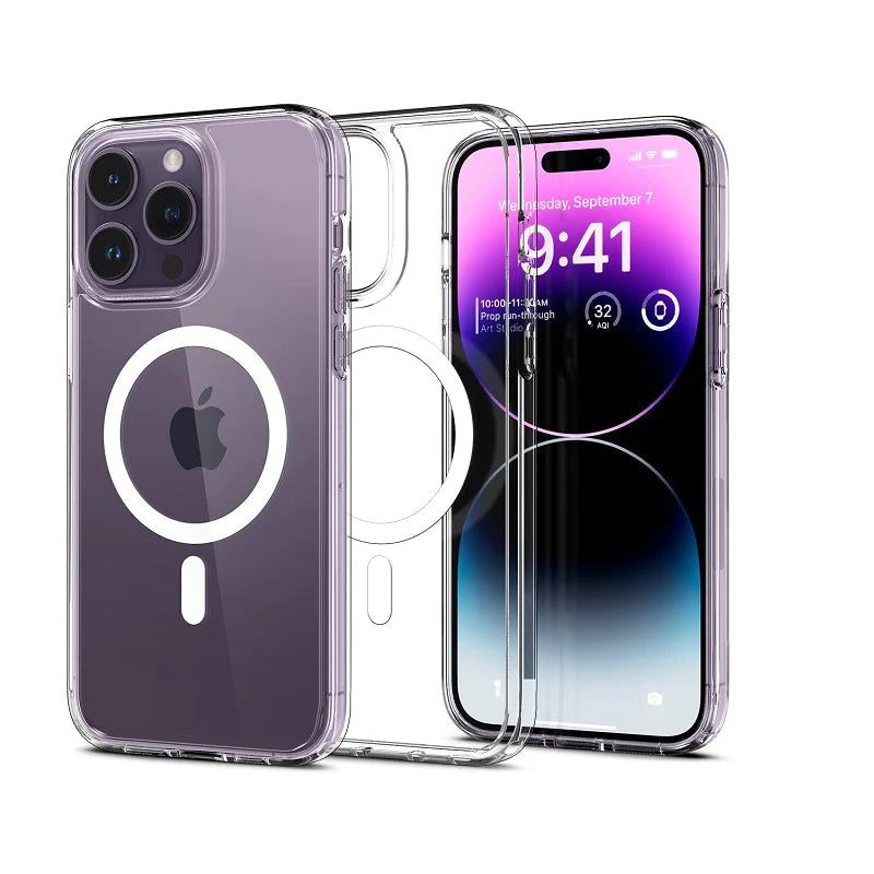 iPhone 15 Pro Max Anti-Knock TPU Transparent MagSafe Case