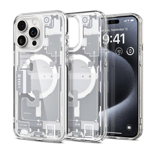 iPhone 15 Pro Ultra Hybrid Machinery Pattern Anti-Yellowing Zero One Case with Magsafe