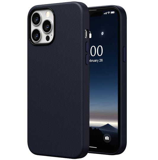 iPhone 14 Pro Kzdoo Noble Collection Classic Series Genuine Leather Case - Blue