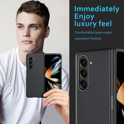 Samsung Galaxy Z Fold5 Carbon Case, 0.6mm Super Slim Dual Shade Carbon Fiber - Black&Red