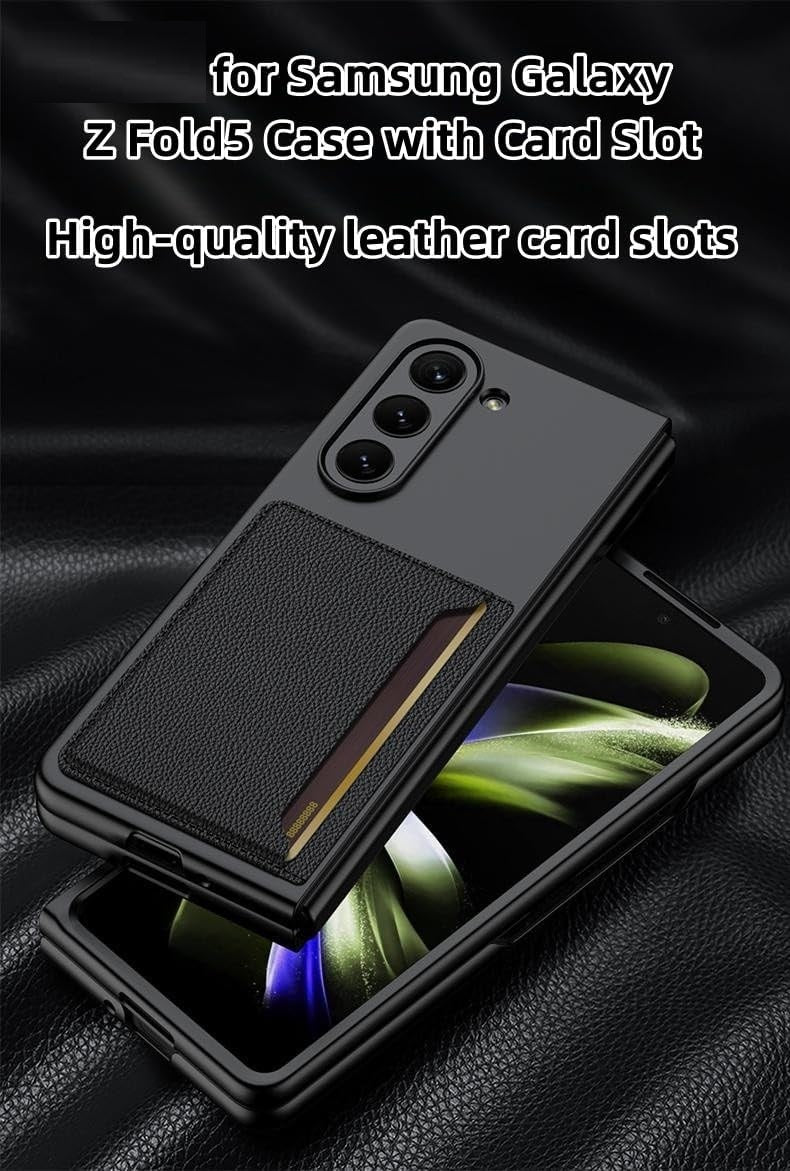 Samsung Galaxy Z Fold 5  PU Leather Card Holder Case-Black