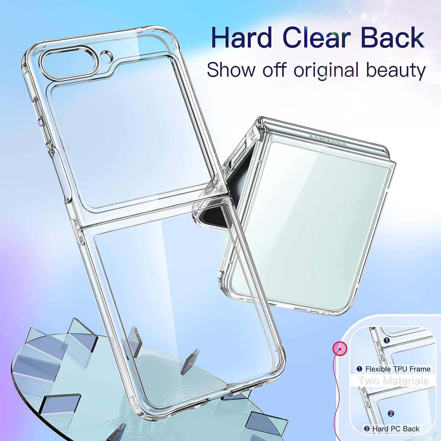 Samsung Galaxy Z Flip 5 Transparent Case with Bumper Camera Protection - Transparent