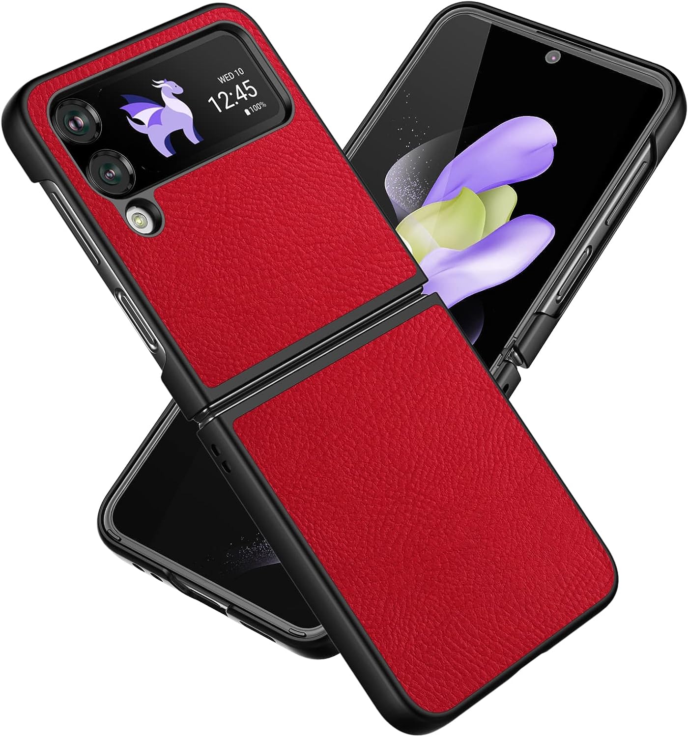 Samsung Galaxy Z Flip 4 Plain Leather Case-Red