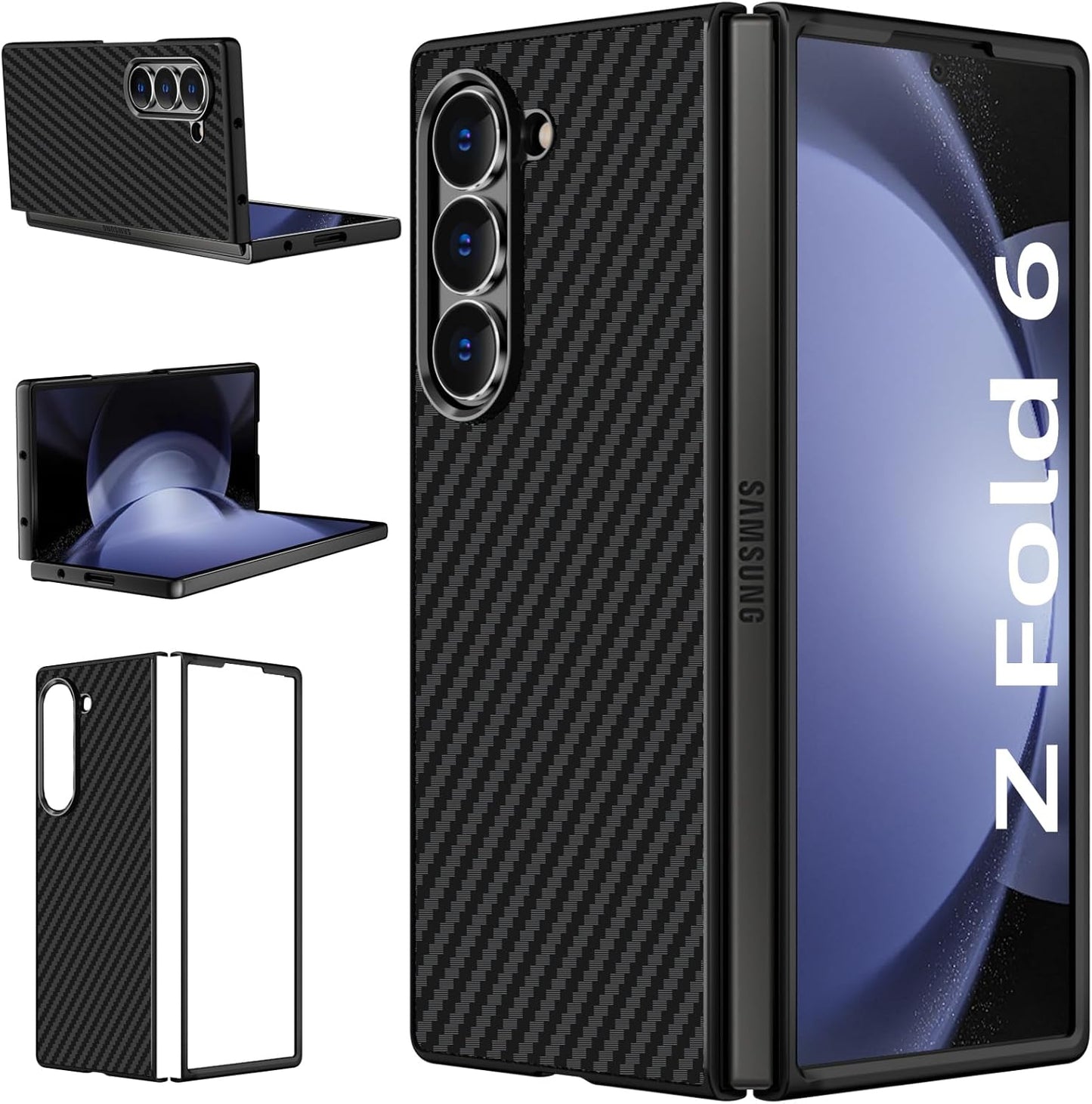 Samsung Galaxy Z Fold 6 0.5mm Super Slim Original SLIVA Real Carbon Aramid Fiber Skin Case - Black