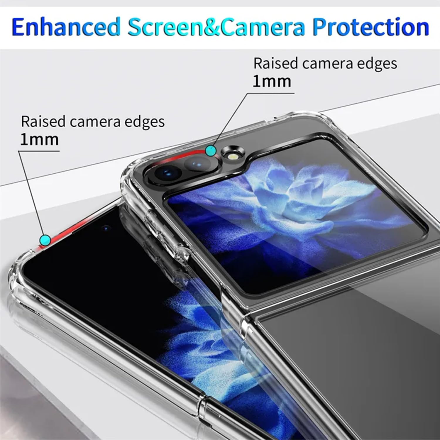Samsung Galaxy Z Flip 5 Transparent Case with Bumper Camera Protection - Transparent