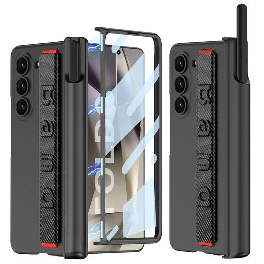 Samsung Galaxy Z Fold 6 PC Hard with S-Pen Slot Wristband & Hinge Protection Case - Black