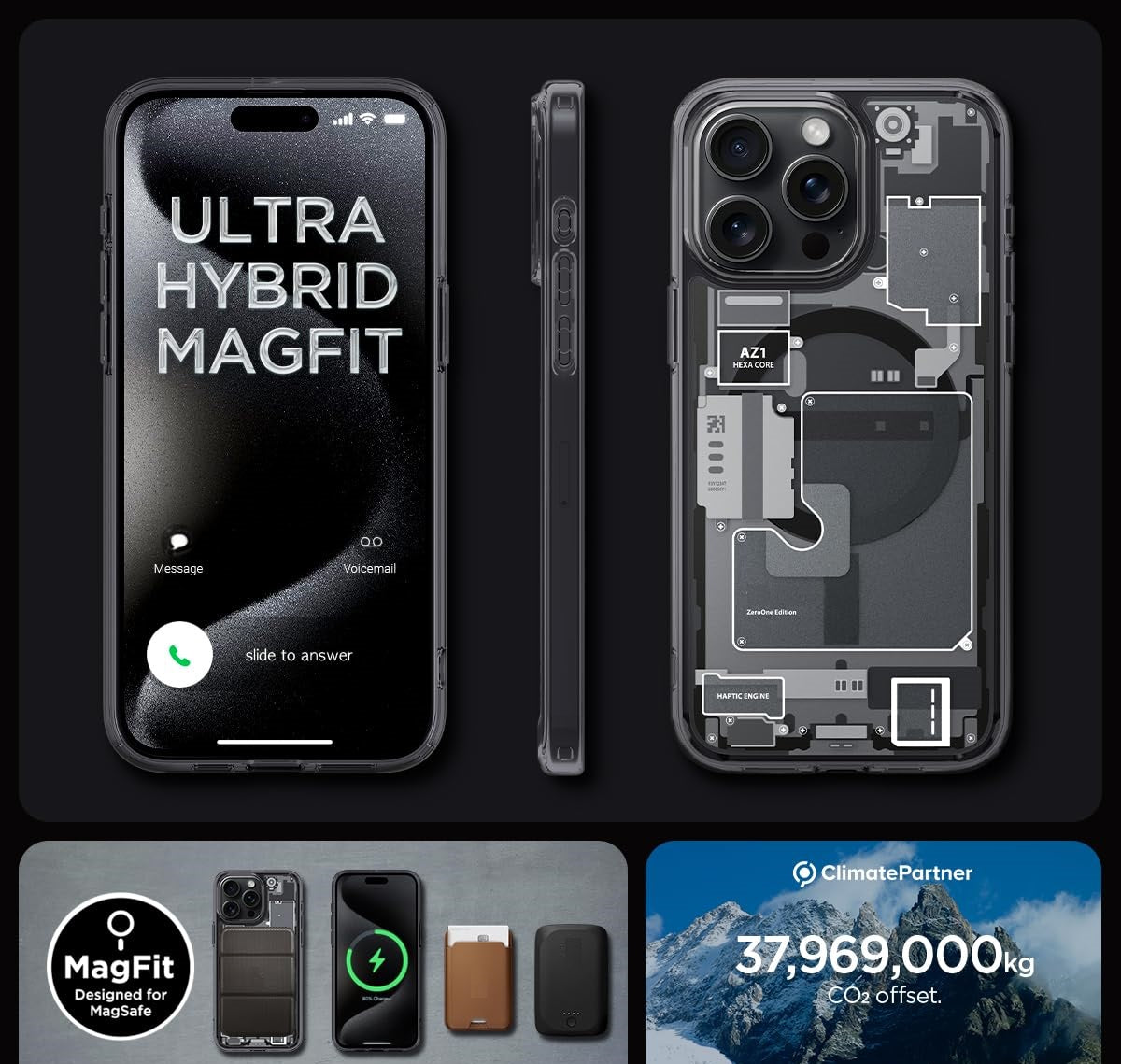 iPhone 15 Pro Ultra Hybrid Machinery Pattern Anti-Yellowing Zero One Case with Magsafe