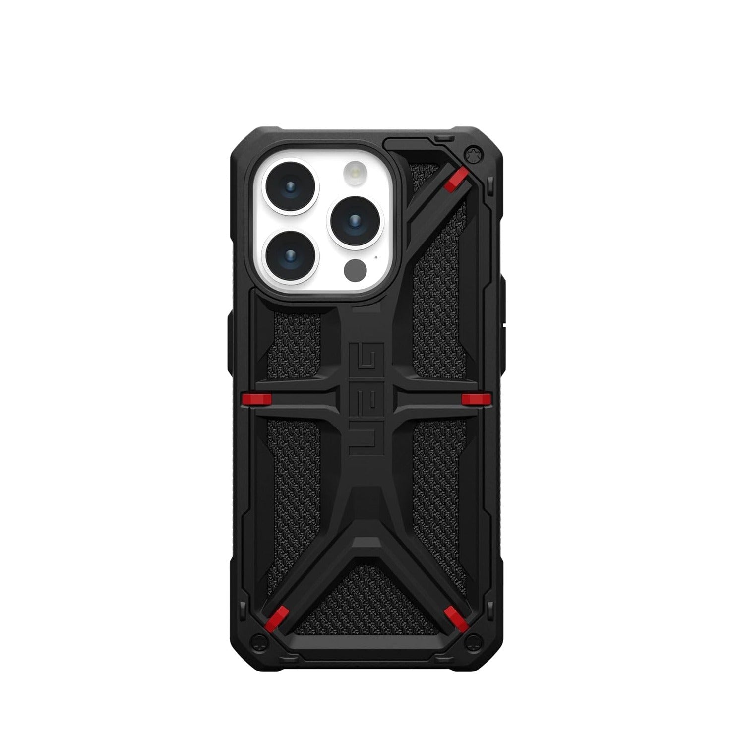 iPhone 15 Pro Max UAG Monarch Kevlar Series Premium Rugged Shockproof Case With 5 Red Dot - Black