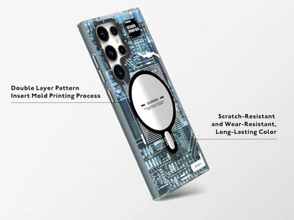 Samsung Galaxy S25 Ultra Youngkit Case, Futuristic Circuit Board Magnetic Case with Magsafe