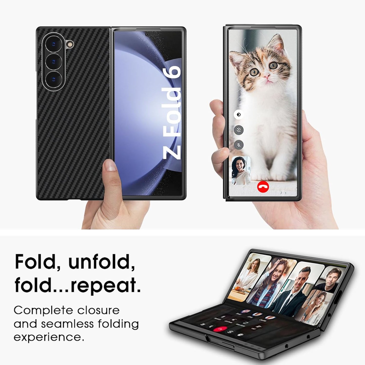 Samsung Galaxy Z Fold 6 0.5mm Super Slim Original SLIVA Real Carbon Aramid Fiber Skin Case - Black