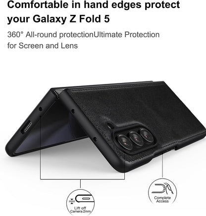 Samsung Galaxy Z Fold 5 Plain Leather Case-Black