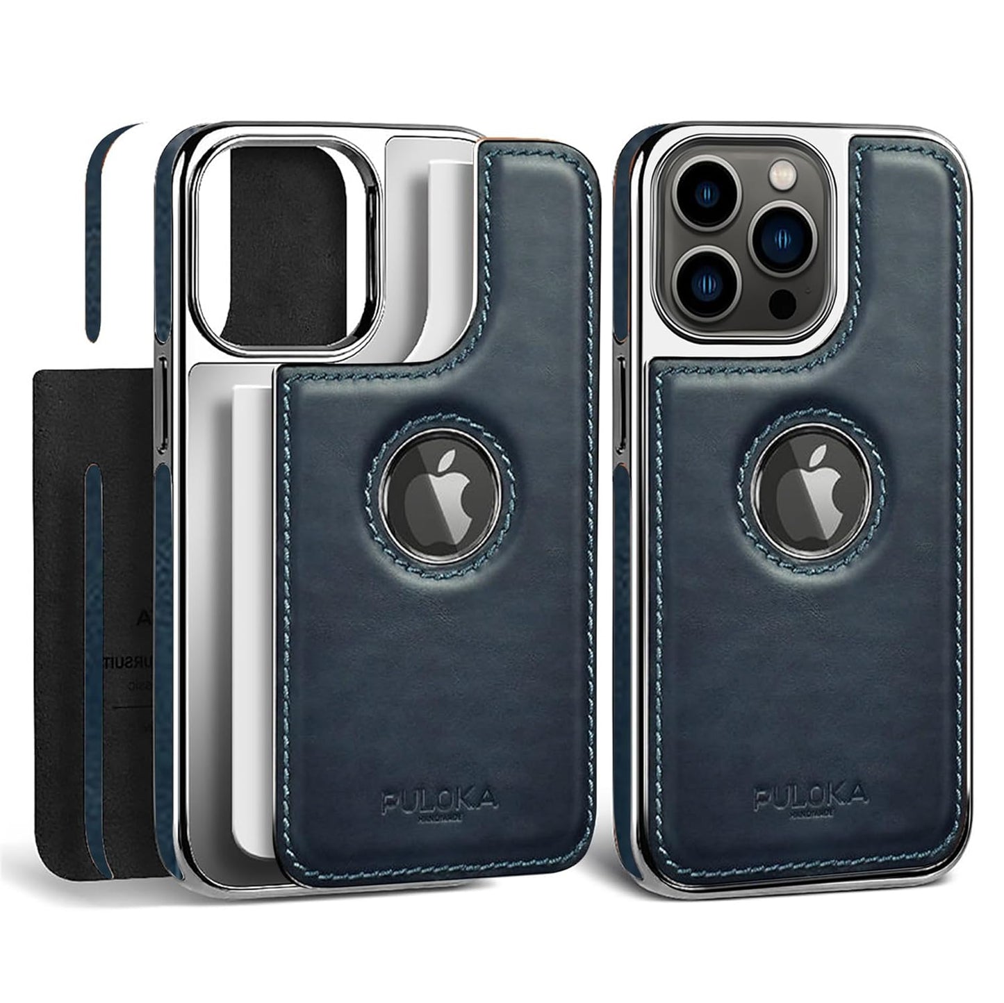 iPhone 15 Plus Leather Case Original Luxurious Premium Quality leather Case- Blue