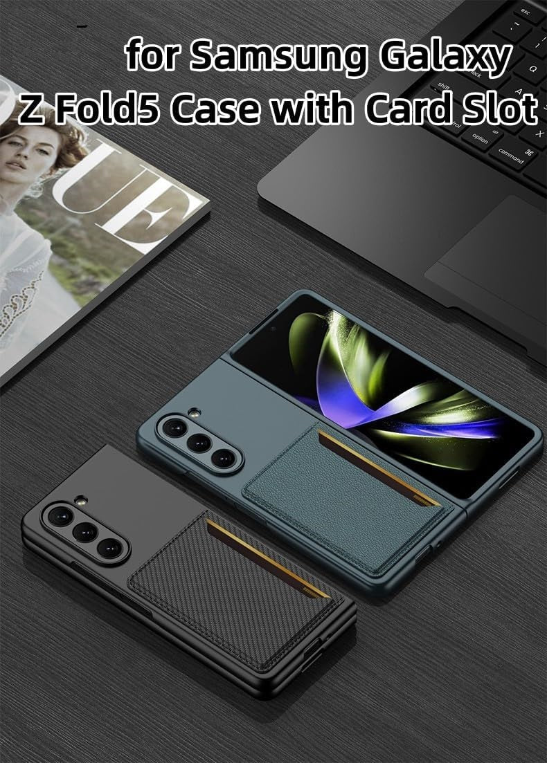 Samsung Galaxy Z Fold 5 PU Leather Card Holder Case-Black