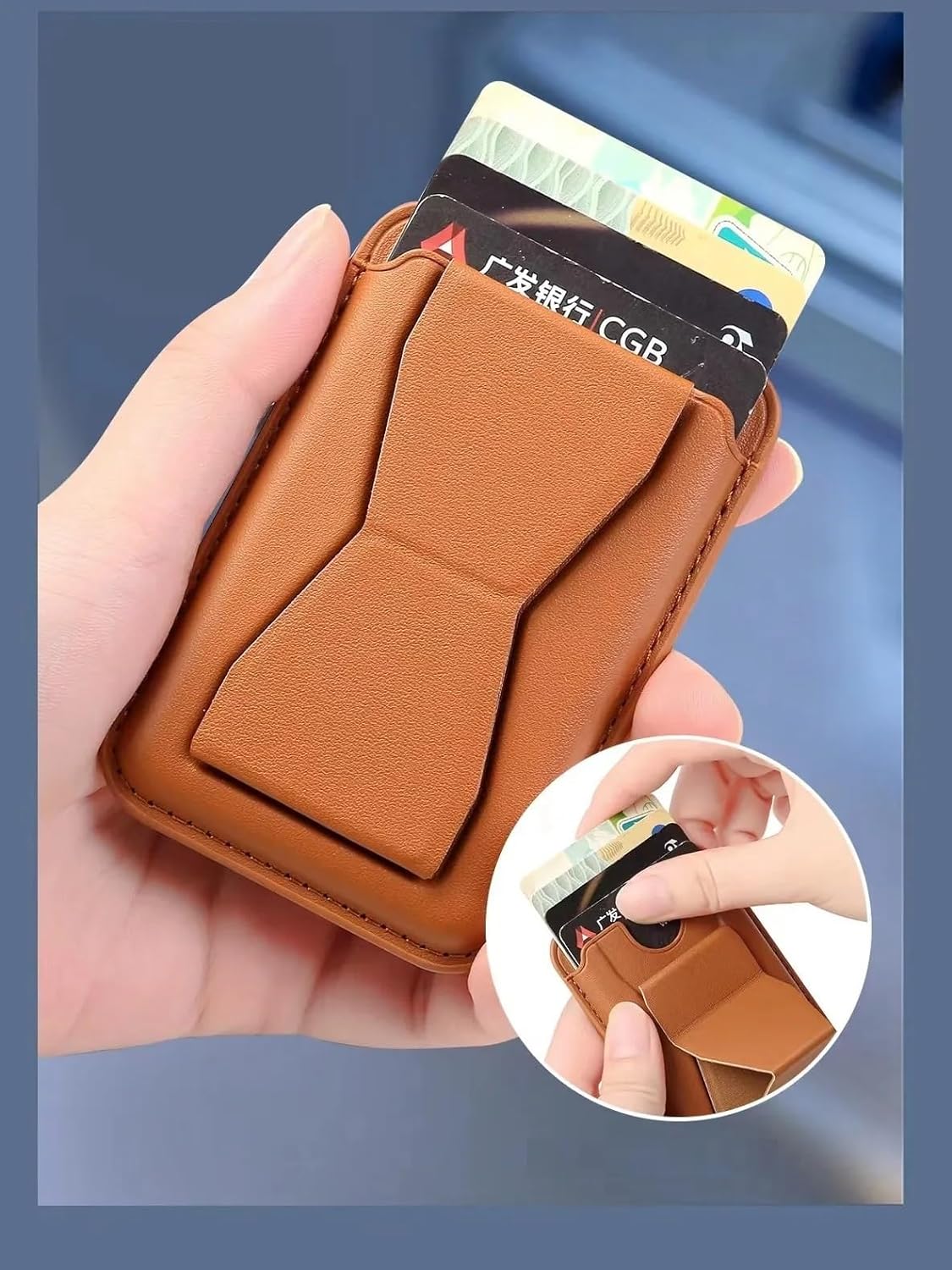 iPhone 15 Faux Leather Wallet Magsafe With Stand - Brown / Purple