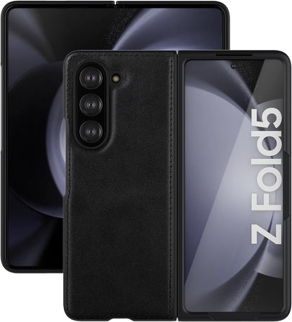 Samsung Galaxy Z Fold 5 Plain Leather Case-Black