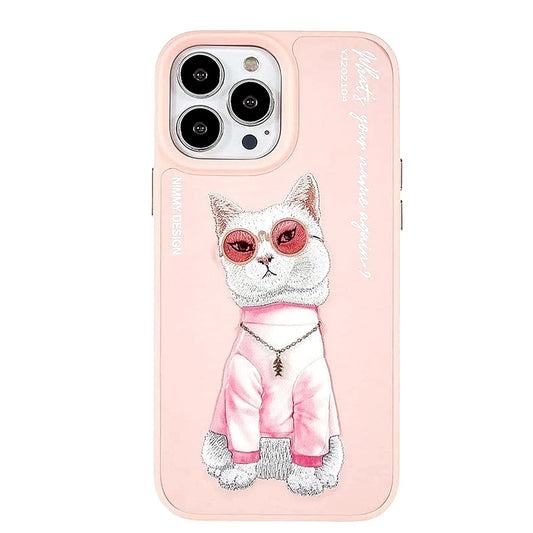 iPhone 15 Pro Nimmy 3D Embroided Cat - Pink