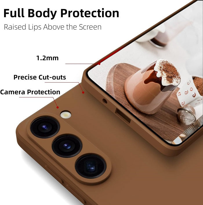 Samsung Galaxy S24 Liquid Silicon Case With Logo- Brown