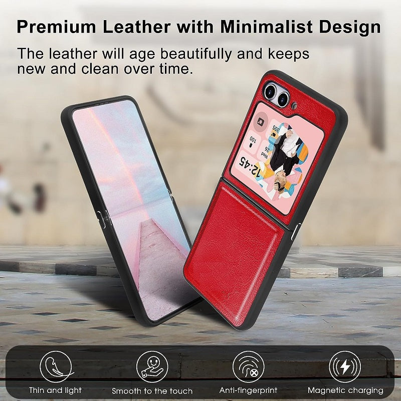 Samsung Galaxy Z Flip 5 Plain Leather Case-Red