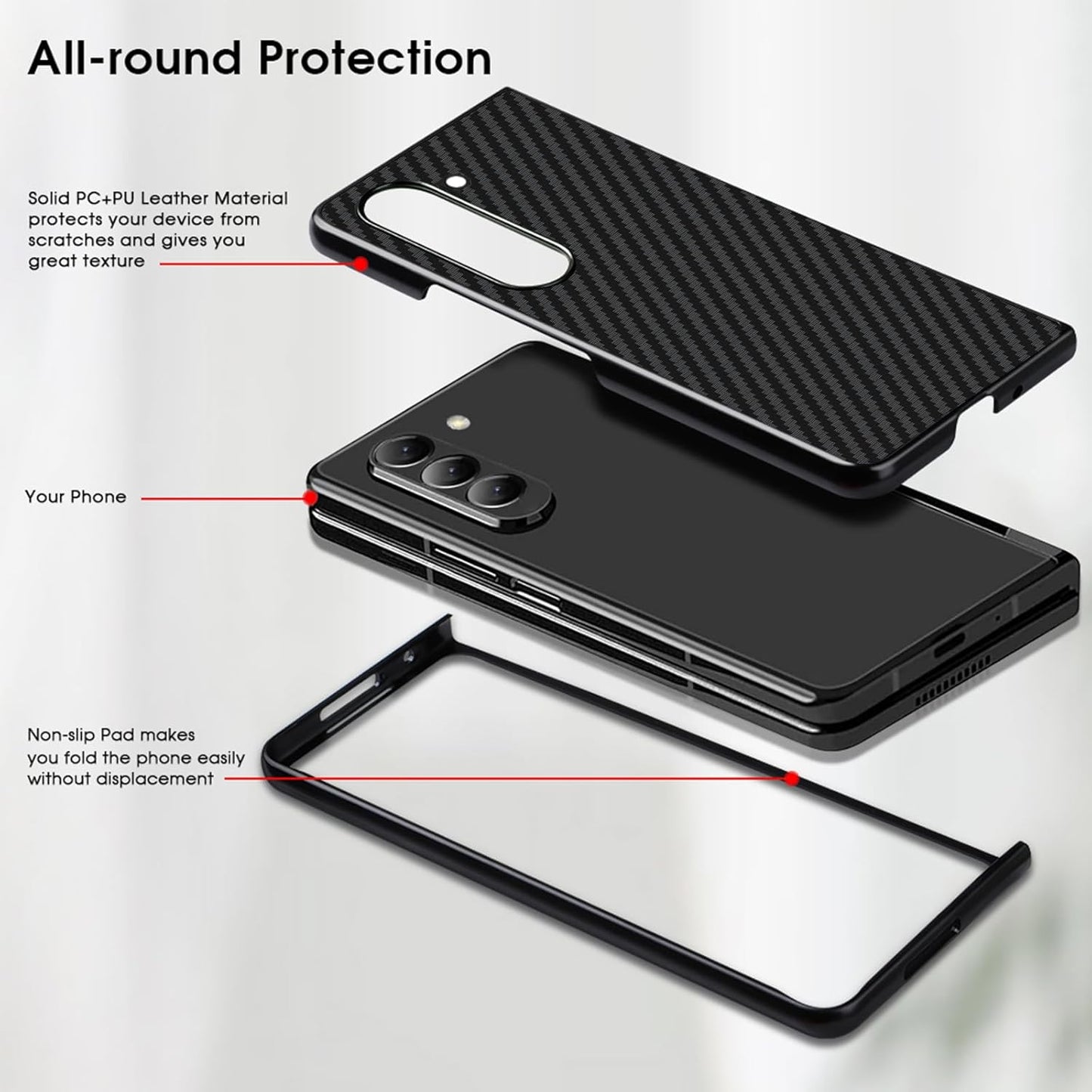 Samsung Galaxy Z Fold 6 0.5mm Super Slim Original SLIVA Real Carbon Aramid Fiber Skin Case - Black