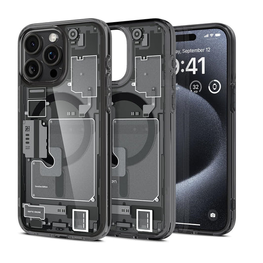 iPhone 15 Pro Ultra Hybrid Machinery Pattern Anti-Yellowing Zero One Case with Magsafe