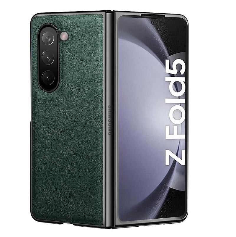 Samsung Galaxy Z Fold 5 Plain Leather Case-Green