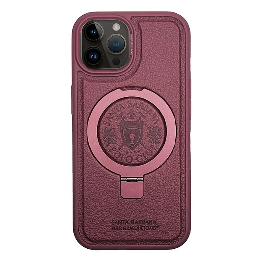 iPhone 15 Primo Series Genuine Santa Barbara Leather Case- Red