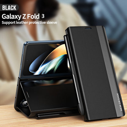Samsung Galaxy Z Fold 3 Case Flip Leather Wallet Slim Clear S-View Mirror Plating Shockproof Thin Kickstand
