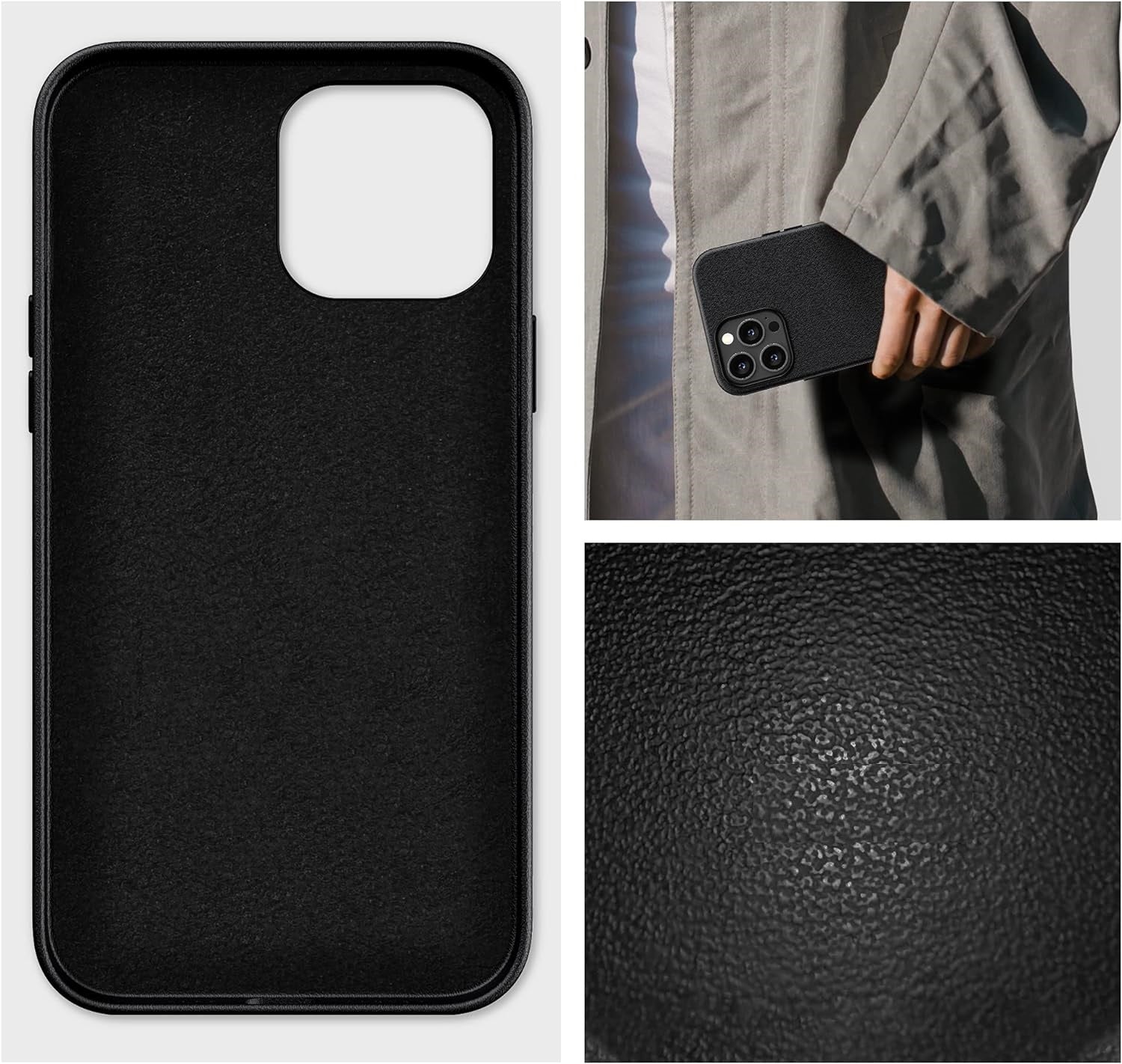 iPhone 14 Pro Kzdoo Noble Collection Classic Series Genuine Leather Case - Black