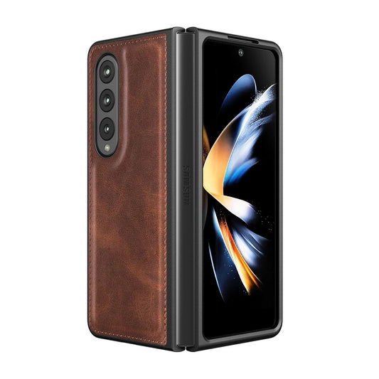 Samsung Galaxy Z Fold 4 Plain Leather Case-Brown