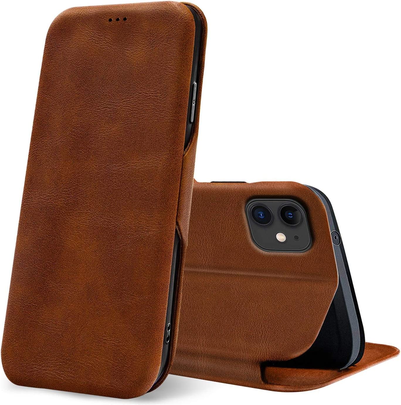 iPhone 11 Leather Flip Cover Stand With Card Holder Logo Cut Case