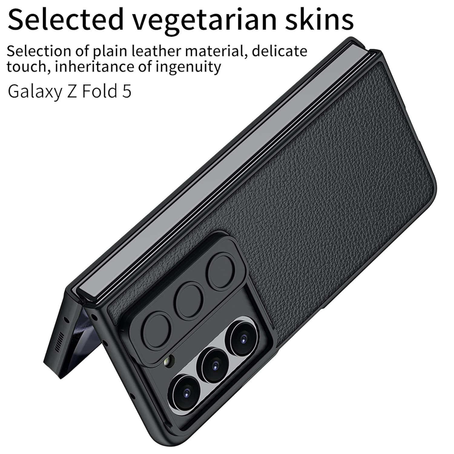Samsung Galaxy Z Fold 5 P.U Leather with Camera Shutter Case-Black