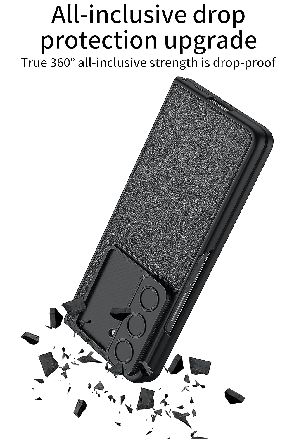 Samsung Galaxy Z Fold 5 P.U Leather with Camera Shutter Case-Black