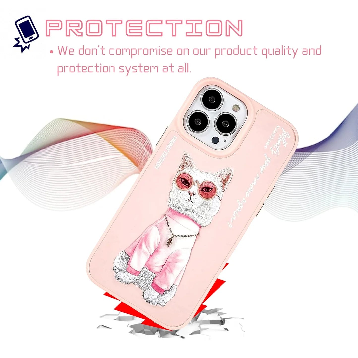 iPhone 15 Pro Max Nimmy 3D Embroided Cat - Pink