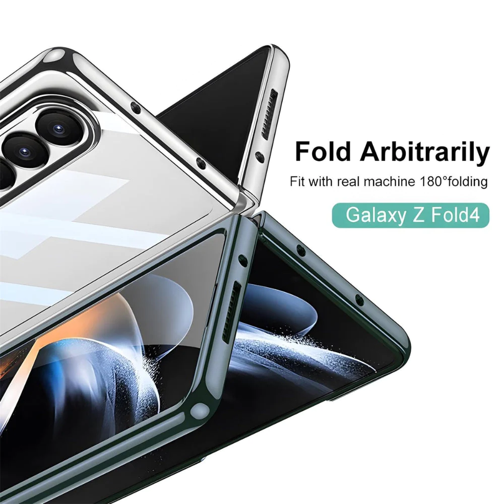 Samsung Galaxy Z Fold 3 Electroplated Frame Transparent Back Cover-Silver