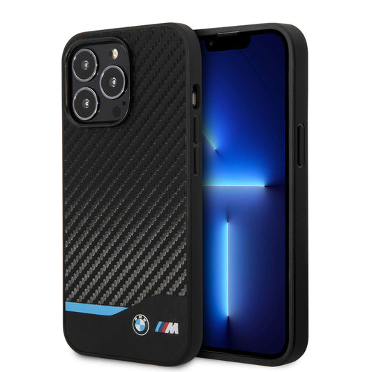 iPhone 15 Pro Max BMW Case, Sports Car BMW M Performance Logo Carbon Texture Back cover - Black